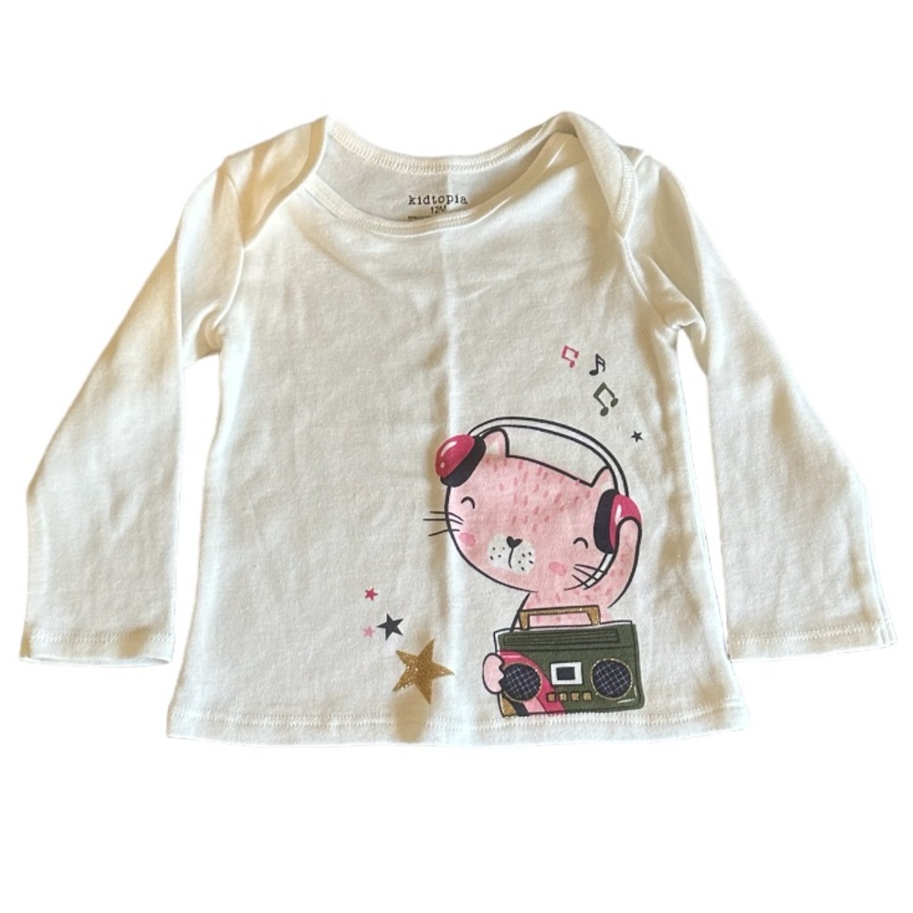 KIDTOPIA Little Girls musical pink kitty top 12 MONTHS